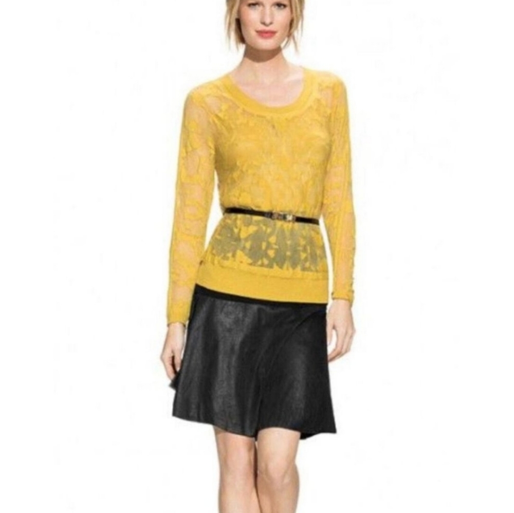 CAbi mustard yellow burnout sweater - Picture 1 of 6